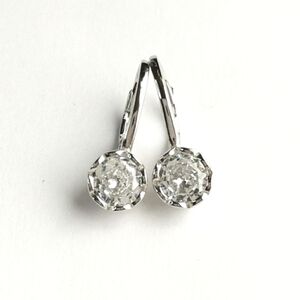 STERLING silver cz solitaire drop earrings lever back in filigree se…